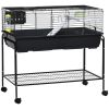 PawHut Two-Story Small Animal Cage Removable from Stand, Guinea Pig Cage, Hedgehog Cage, Chinchilla Cage, Ferret, with Shelf & Wheels, Pet Habitat, 39