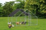 Large metal chicken coop, walk-in chicken coop, galvanized wire poultry chicken coop, rabbit duck coop with waterproof and UV protection cover for out