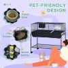 PawHut Two-Story Small Animal Cage Removable from Stand, Guinea Pig Cage, Hedgehog Cage, Chinchilla Cage, Ferret, with Shelf & Wheels, Pet Habitat, 39