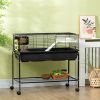 PawHut Two-Story Small Animal Cage Removable from Stand, Guinea Pig Cage, Hedgehog Cage, Chinchilla Cage, Ferret, with Shelf & Wheels, Pet Habitat, 39