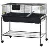 PawHut Two-Story Small Animal Cage Removable from Stand, Guinea Pig Cage, Hedgehog Cage, Chinchilla Cage, Ferret, with Shelf & Wheels, Pet Habitat, 39