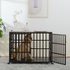 42" Heavy Duty Dog Crate for Large Medium Dogs, Furniture Style cage with 4 Lockable Wheels and 2 Locks, Decorative Pet House Wooden Cage Kennel Furni