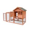 Chicken Coop Wooden Bunny Rabbit Hutch; Outdoor Large Hen Cage with Ventilation Door; Removable Tray & Ramp Garden Backyard Pet House Chicken Nesting