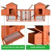 Outdoor Wooden Chicken Coop, 124" Large Hen Cage Rabbit House, Bunny Hutch with Ventilation Door, Removable Ramp Garden Backyard Pet House Chicken Nes