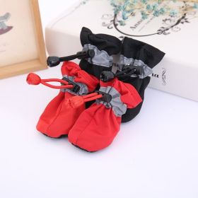 4pcs Dog Shoes; Large Pet Waterproof Chihuahua Anti-slip Boots Puppy Cat Socks Botas S/M/L/XL (Color: Red, size: M)