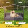 Outdoor Wicker Dog House with Weatherproof Roof