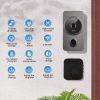 1pc smart wireless doorbell, smart 2.4G WIFI video doorbell, Tuya APP smart system control, two-way intercom, night vision function, video call, home